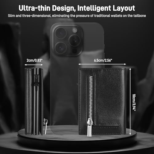 Wallet for Men, Pop Up Card Holder with RFID Blocking, Slim Minimalist Front Pocket Wallet, Credit Card Wallet, Holds 9-14 Cards, ID Window, Cash Slot, Smart2