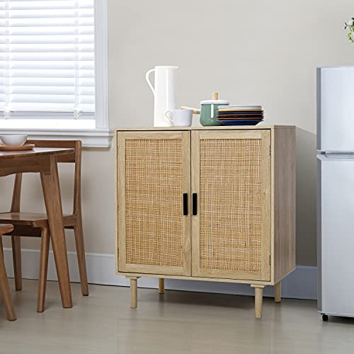 Finnhomy 7615 Sideboard Buffet Kitchen Storage Cabinet With Rattan Decorated Doors thumb #5