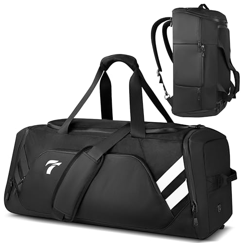 Sac de Sport Homme Femme, 58L Sac de Voyage avec Compartiments Chaussures et Humide, Sac de Sport avec Deux Bretelles Dissimulables, Sac Sport étanche pour...