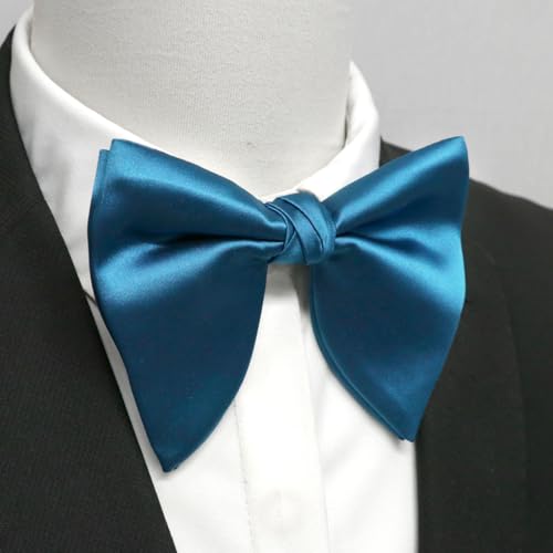 Image of Mens Bow Tie Pre Tied Oversized Bow Ties for Men Satin Bowties for Tuxedo Wedding Party Banquet