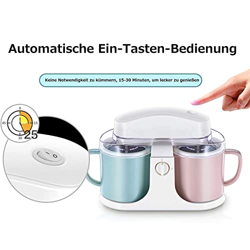 Huachaoxiang Softeismaschine Für Zuhause, 1L Automatischer Doppelzylinder Mini Frozen Yogurt Maschine DIY Eismaschine,A – Bild 3