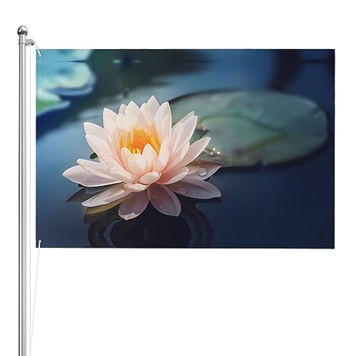 Drapeau de fleurs de lotus 1,2x1,8 m en polyester résistant avec œillets