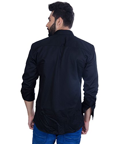 Image of Fifth Anfold Men's Pure Cotton Solid Color Mandarin Collar Full Sleeve Casual Wear Shirt, Office Wear for Men