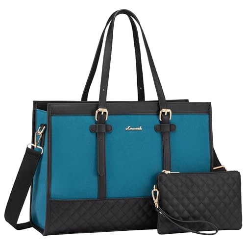 Image of LOVEVOOK Laptop Bag for Women 15.6 inch Canvas Laptop Tote Bag, Large Capacity Work Bag with Clutch Purse, Computer Bag Office Business Briefcase, Casual Handbag for Travel College Teacher School
