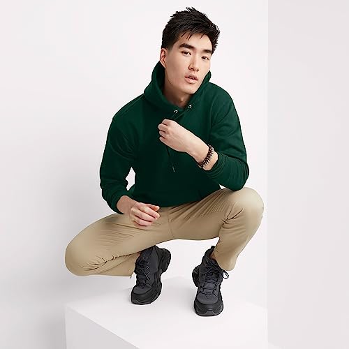 Image of Hanes Men's, EcoSmart, Cotton-Blend Hooded Sweatshirt, Plush Fleece Pullover Hoodie