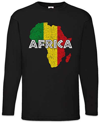 T-Shirt à Manches Longues Rasta Africa Homme Coton Noir Col Rond Urban Backwoods