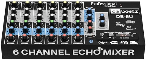 Image of da.beatz. 6-Channel Stereo Echo DJ Sound DJ Mixer with USB and Bluetooth for Parties, Stage Effects, Weddings, Diwali Giving Your Occasion an Impressive Output. (Black) (DB-6 USB)