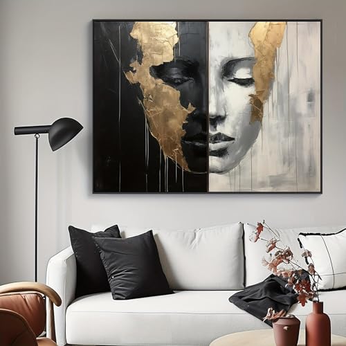 Art abstrait doré moderne LSYALUCK pour transformer un mur vide en espace chic 40x64cm