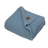 Dalisa 100% Organic Turkish Cotton Throw Blanket - GOTS Certified, Cozy - Perfect for Couch, Bed, and Home Decor - Boho Vintage Knit Alina (Smoke Blue, 50x60)