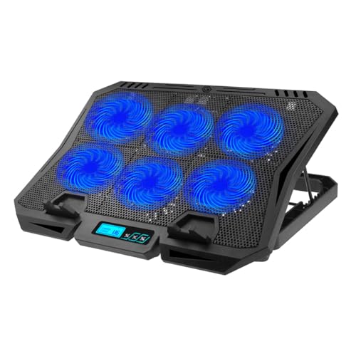 Base para laptop con 6 ventiladores y luz azul ajustable miniatura 1