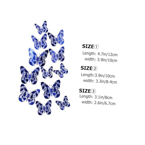24 adhesivos de pared mariposa 3D removibles azul miniatura 2
