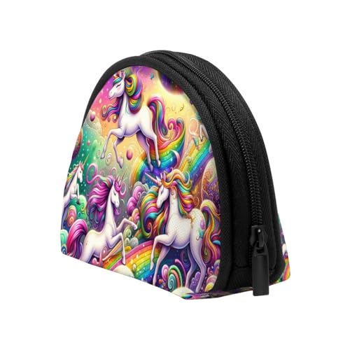 Portable Coin Purse Magical-Horse-Planets-Rainbow Mini Zippered Money Pouch Card Holder4