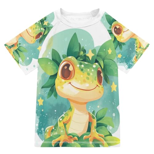 Swing Shirts Lizard Amphibian Green Rashguard Short Sleeve Boy Swimsuit Sunscreen T-Shirts Sun Swimwear Sets UPF 50+