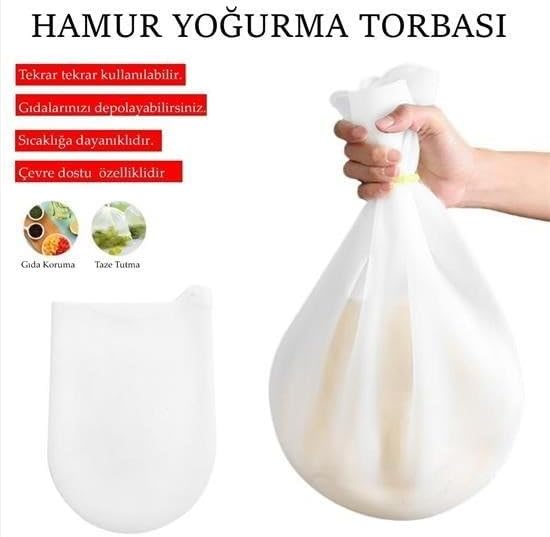 OLLEVRA Orta Hamur Torbası Silikon Şeffaf Hamur Yoğurma Torbası Ekmek Makarna Mantı Hamuru - Görsel 4