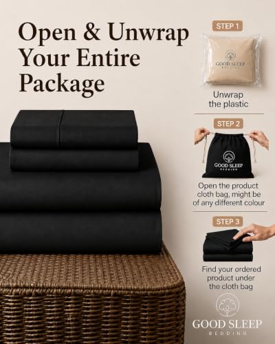 Image of 100% Egyptian Cotton California King Sheet Sets, 4 Piece, Black