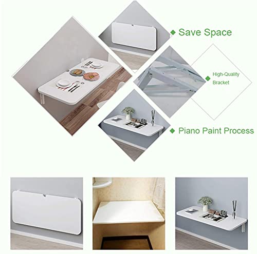 Table pliante murale blanche en bois pour petits espaces, bureau compact stable