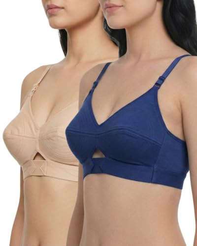 Image of Brida Kavya Xtra Soft Cotton Round Stitch Bra for Women | Full Coverage | Non-Padded | Wireless | Double Layer Support | Heavy Bust | Combo Pack | Colours May Vary