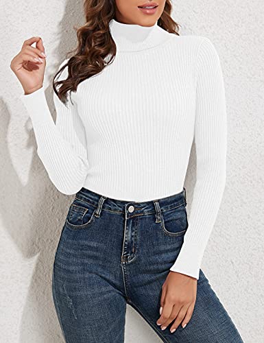 Image of PrettyGuide Women's Ribbed Turtleneck Long Sleeve Sweater Tops