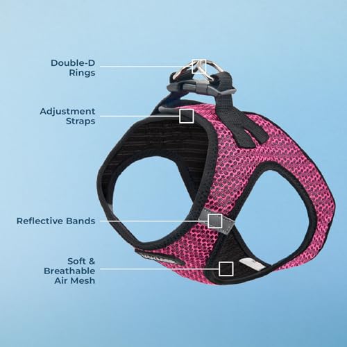 Image of Voyager Step-in Air Dog Harness - All Weather Mesh Step in Vest Harness for Small and Medium Dogs by Best Pet Supplies - Harness (Fuchsia 2-Tone), X-Large