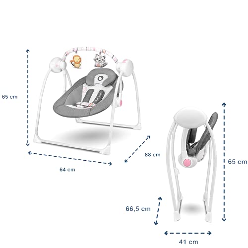 LIONELO Ruben voeding- en schommelstoel 67 x 70 X 61-69 cm Baby tot 9 kg, 2 geleidelijke verstelling, stil werk, 5… - Afbeelding 4