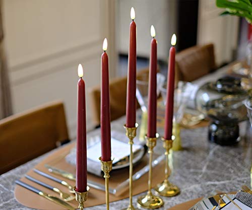 RED Set of 4 Battery Operated Wax Taper Candles.LED Flameless Candles - Thumbnail 2