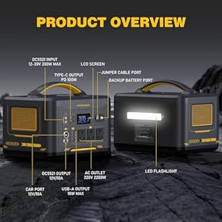 VTOMAN Jump 2200 Portable Power Station with Extra Battery - 2200W/3096Wh Durable LiFePO4 Battery Solar Generator, 2200W Constant-Power, Regulated 12V DC, PD 100W Type-C for Blackout, RV/Van Travel