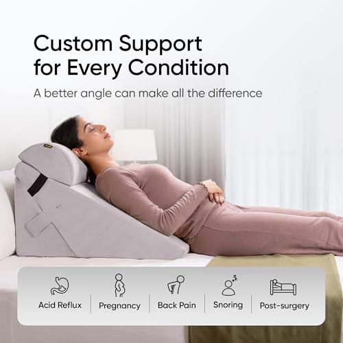 Image of Frido Adjustable Wedge Max Cushion, 12-Way Adjustable Pregnancy Pillow & Leg Elevation Pillow, Relieves Neck, Back & Shoulder Pain, Great for Reading, Sleeping & Relaxing | Slate Grey