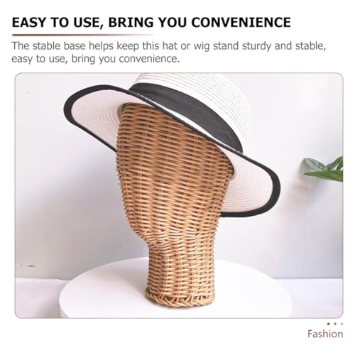 Support pour perruques présentoir chapeau rotin tressé rangement - 4