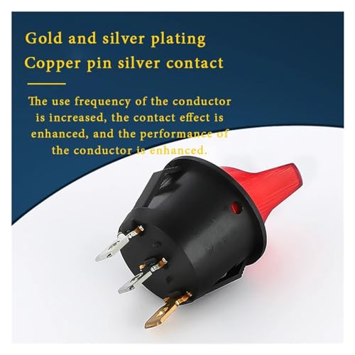 Interrupteur à bascule rond 220V à 3 broches avec voyant LED rouge - 5