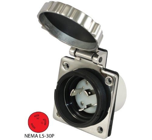 Conntek 30A 125V Locking Marine Boat Detachable Stainless Steel Power Inlet