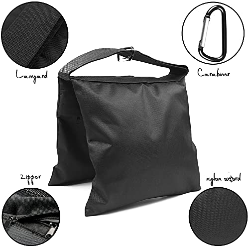 Foto von Sandsäcke für Fotografie, Sandsack mit Karabiner, leerer Sandsack für Fotografie-Lampenstativer, Lichtständer-Stativ, 2 Stück (Schwarze)
