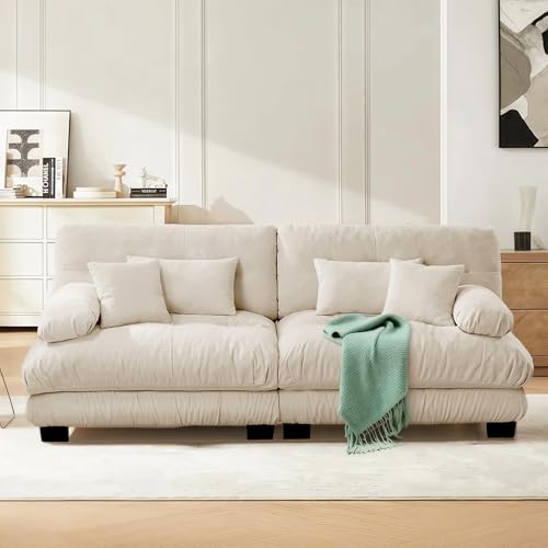 Image of SoarFlash Modern Living Room Velvet Recliner Sofa, Loveseat Sofa for Apartment, Solid Wood Frame, Easy to Install (94.4 inch,Camel)