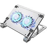 【Upgrade Laptop Kühlständer】Dieser Laptop Kühlständer mit 2 Lüftern bei 2000 U/min bietet einen hervorragenden Luftstrom und führt die große Wärmemenge, die von der Laptophülle erzeugt wird, schnell ab.Der Lüfter kann einzeln ein- oder ausgeschaltet werden. Blaue LED-Leuchten bestätigen, dass der Laptop Kühlerlüfter läuft.