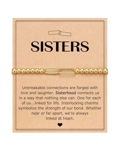 PINKDODO Always Linked at Heart – Adjustable Sister Paperclip Bracelet Gifts, Meaningful Jewelry for Sister Women