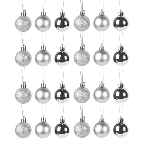 24 PCS Weihnachtskugeln Silber,Weihnachtsbaum Christbaumkugeln...