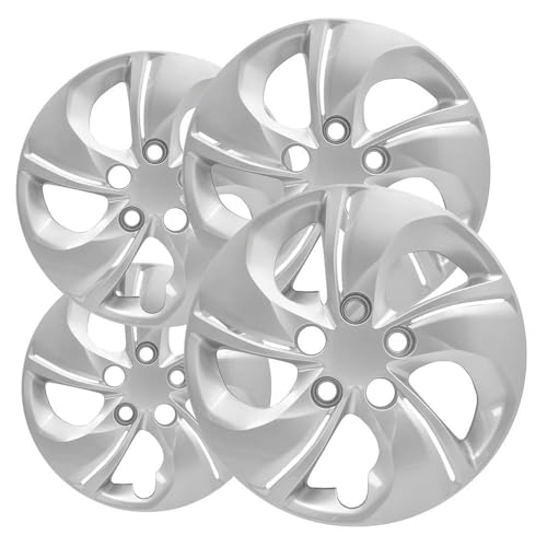 OxGord 15 inch Silver Bolt-On Hubcaps with 5 Directional Spoke Compatible with 2013-2015 Honda Civic Standard Steel Wheel Covers