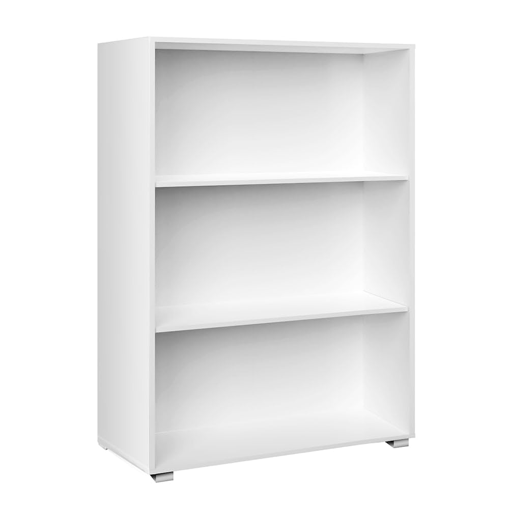 Casaria® Libreria Scaffale Vela 3 Ripiani 115cm Mobile Libri Ufficio Archiviazione Documenti Bianco