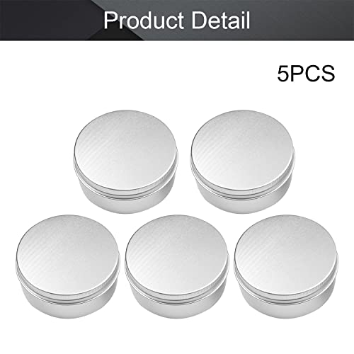 Image of Othmro 5pcs 5.1oz Metal Round Tins Aluminum Tin Cans Containers with Screw Lid, 83 * 38mm(DxH) Silver tin cans for Salve, Spices, Lip Balm, Tea or Candies 150ml