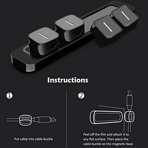 OYE 4 piezas Clips Magnéticos para Organizador de Cables, Clips para cables de hasta 4mm, color negro miniatura 5