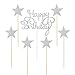 LVEUD 7 Pack Glitter Letters Happy Birthday Cake Topper Decorations (Silver)