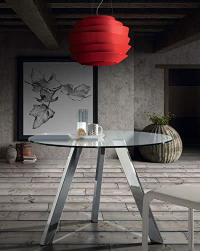 Kave Home - Mesa de Comedor Carib Redonda Ø 110 con sobre de Cristal Transparente y Patas de Acero Cromado
