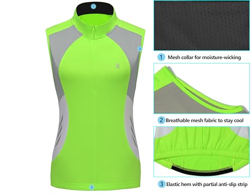 Image of Little Donkey Andy Women's Half Zip Breathable Cycling Vests Reflective Sleeveless Jerseys Shirts Golf 4 Rear Pockets
