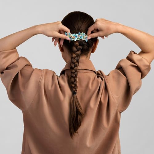 Image of MAYCREATE Stylish Metal Flower Barrette Hair Clip for Women, Blue