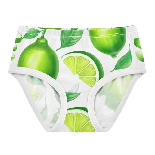 Green Lemon Limes Floral White Girl Panties Cute Girls Underwear Toddlers Cotton Florals Kids Briefs Undies 2t
