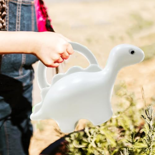 Image of Amazon Brand - Umi Dinosaur Shape Kids Watering Can 1 Litre Plastic Garden Watering Can Toy for Children Lightweight Easy Pour Water Can for Indoor Outdoor Plants Gardening Gift for Boys Girls (White)