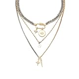 QCWN Mixed Metal Necklace Stack for Women Gold & Silver Two Tone Layered Necklaces for Women Chunky Paperclip Chain Coin Pendant Statement Jewelry Trendy Stacked Necklaces Gifts