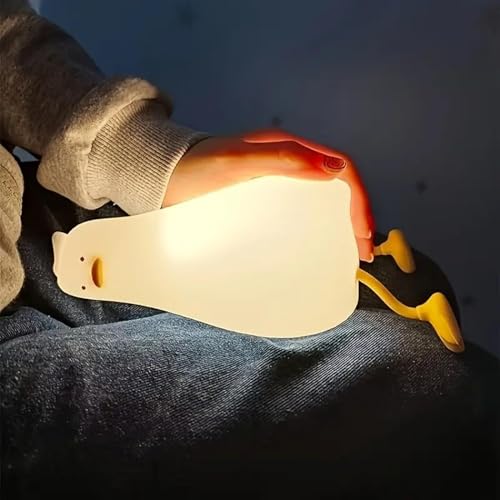 Image of Cute Silicon Sleeping Duck Night Light, 7 Color Changing, Rechargeable & Portable Lamp with USB Cable | Night Light for Kids, Girls & Boys | Adorable Bedroom & Nursery Decor