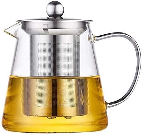 Glass Kettle/Teapot with Stainless Steel Infuser & Lid 750ml, Borosilicate Glass Tea Kettle Stove top Safe, Blooming & Loose Leaf Teapot (Transparent)(Pack of 1)