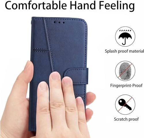 Image of Compatible for Realme 16X 5G / Realme P4R 5G / Realme Narzo 100X 5G Flip Cover Leather Finish | Inside TPU with Card Pockets | Wallet Stand | Complete Protection Flip Case Blue