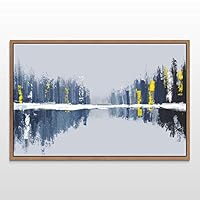 Framed Canvas Wall Art Abstract Ocean Seascape Canvas Prints Home Artwork Decoration for Living Room,Bedroom - 16x24 inches